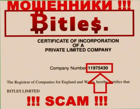 Номер регистрации мошенников Битлес Еу, с которыми весьма опасно иметь дело - 11975430