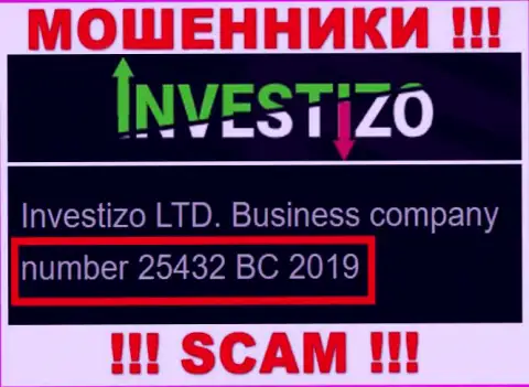 Investizo LTD интернет мошенников Investizo LTD зарегистрировано под вот этим рег. номером: 25432 BC 2019