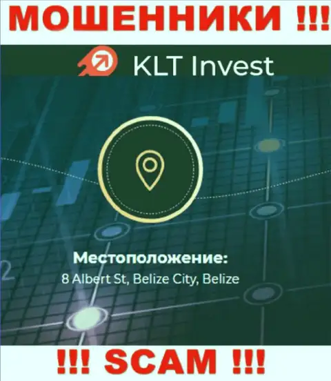 Невозможно забрать обратно денежные активы у конторы KLT Invest - они осели в офшорной зоне по адресу - 8 Albert St, Belize City, Belize