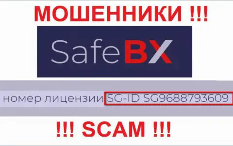 SafeBX Com, замыливая глаза реальным клиентам, выставили на своем онлайн-ресурсе номер своей лицензии на осуществление деятельности