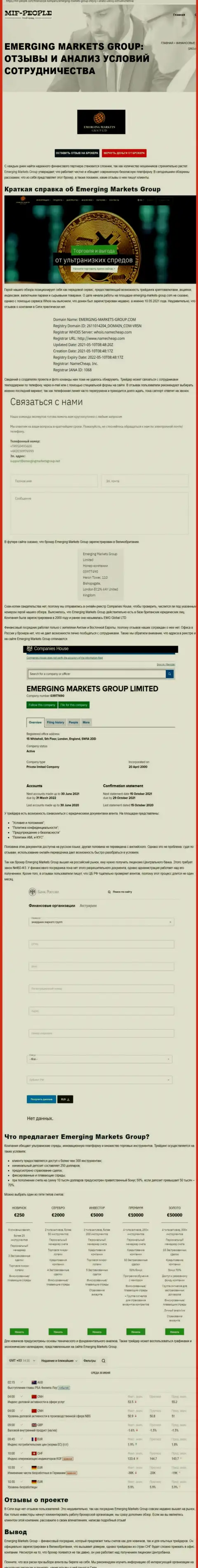 Материал о дилинговой организации Emerging Markets от сервиса mif people com