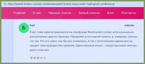 Web-сайт bubble brokers com опубликовал сведения о FOREX компании Вест МаркетЛимитед