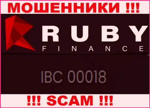 Держитесь как можно дальше от компании Ruby Finance, по всей видимости с ненастоящим номером регистрации - 00018