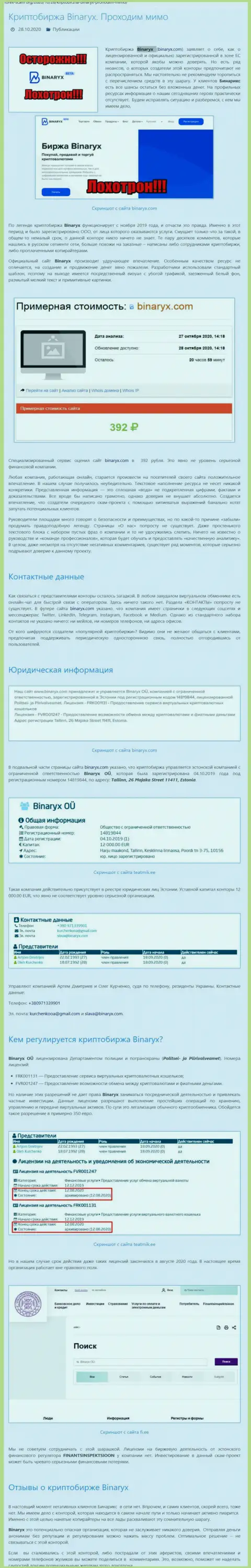 Binaryx Com - это МОШЕННИКИ !!! Отжатие депозита гарантируют стопроцентно (обзор организации)