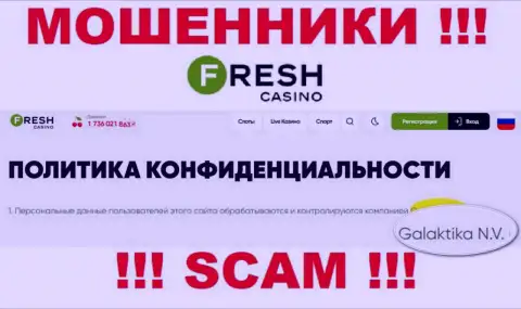 Юр лицо интернет жуликов Fresh Casino - это GALAKTIKA N.V