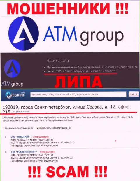 В сети Интернет и на web-ресурсе жуликов ATM Group нет честной инфы о их местоположении
