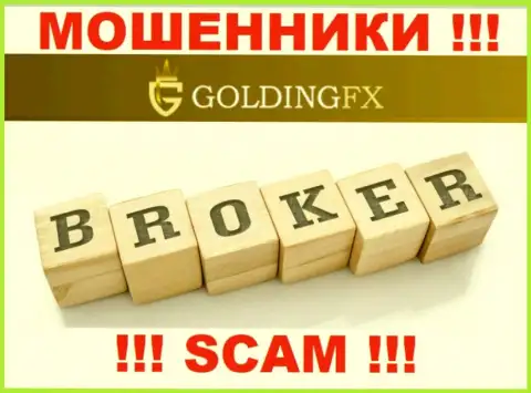 Брокер - это конкретно то, чем занимаются internet мошенники GoldingFX