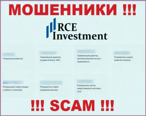 На веб-сервисе ворюг RCE Investment, приведены лживые данные о непосредственном руководстве