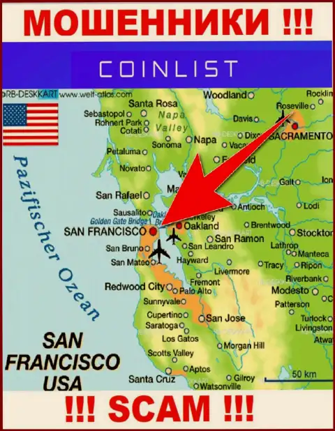 Официальное место регистрации Coin List на территории - San Francisco, USA