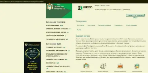 Материал об условиях для совершения торговых сделок Форекс брокера KIEXO, размещенный на веб-сайте directory financemagnates com