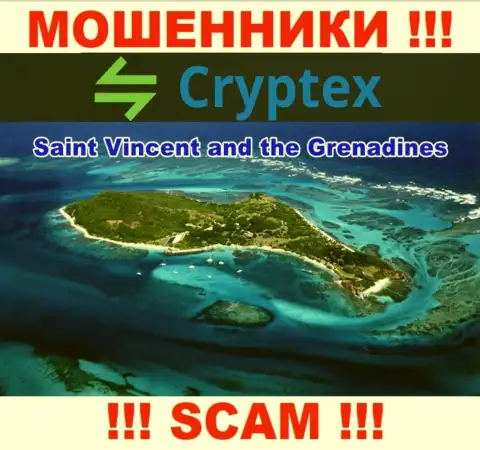 Из компании Криптекс Нет денежные вложения возвратить нереально, они имеют офшорную регистрацию: Saint Vincent and Grenadines