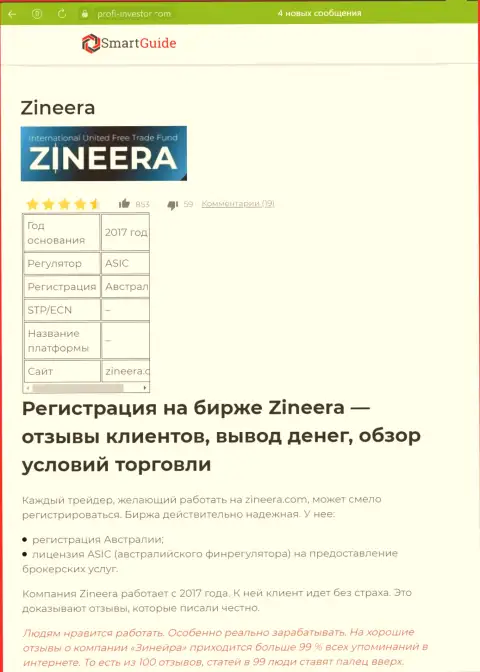 Разбор условий спекулирования брокера Зиннейра Эксчендж, представленный в публикации на web-сервисе smartguides24 com