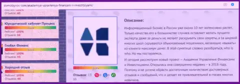 Информация о консалтинговой организации AcademyBusiness Ru на онлайн-сервисе DomOtzyvov Com
